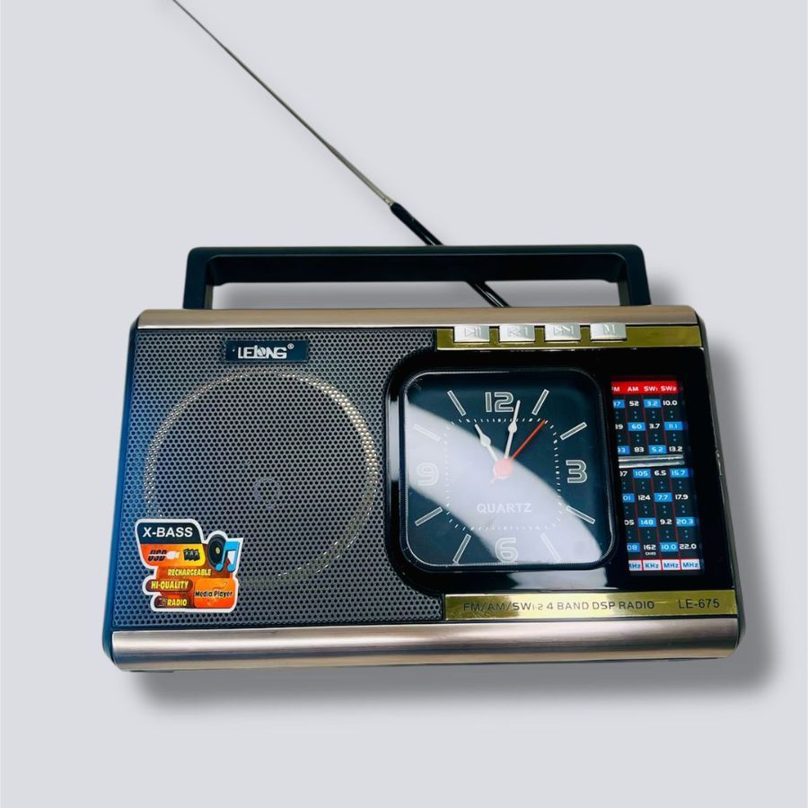 Rádio Retrô Lelong LE-675 USB SD AM FM SW + Lanterna Forte
