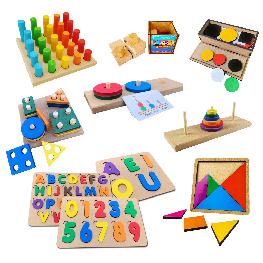 Kit 10x Brinquedo Pedagógico Educativo Lúdico Montessori Escolar ...