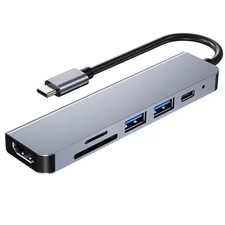 Adaptador Hub Tipo-C 7 Em 1 USB Cartão SD Micro SD HDMI