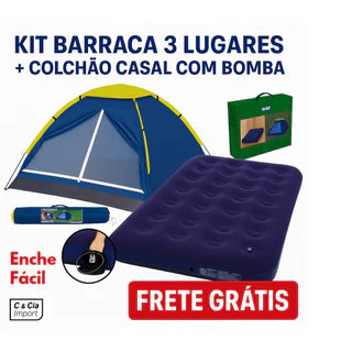 Kit Barraca Camping 3 Pessoas + Colchão Inflável de Casal Bomba Embutida Camping Praia Mor em Oferta na Shopee