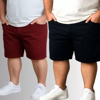 Kit 2 Bermudas Sarja Brim Masculina Plus Size 48 ao 58 Extra Grande