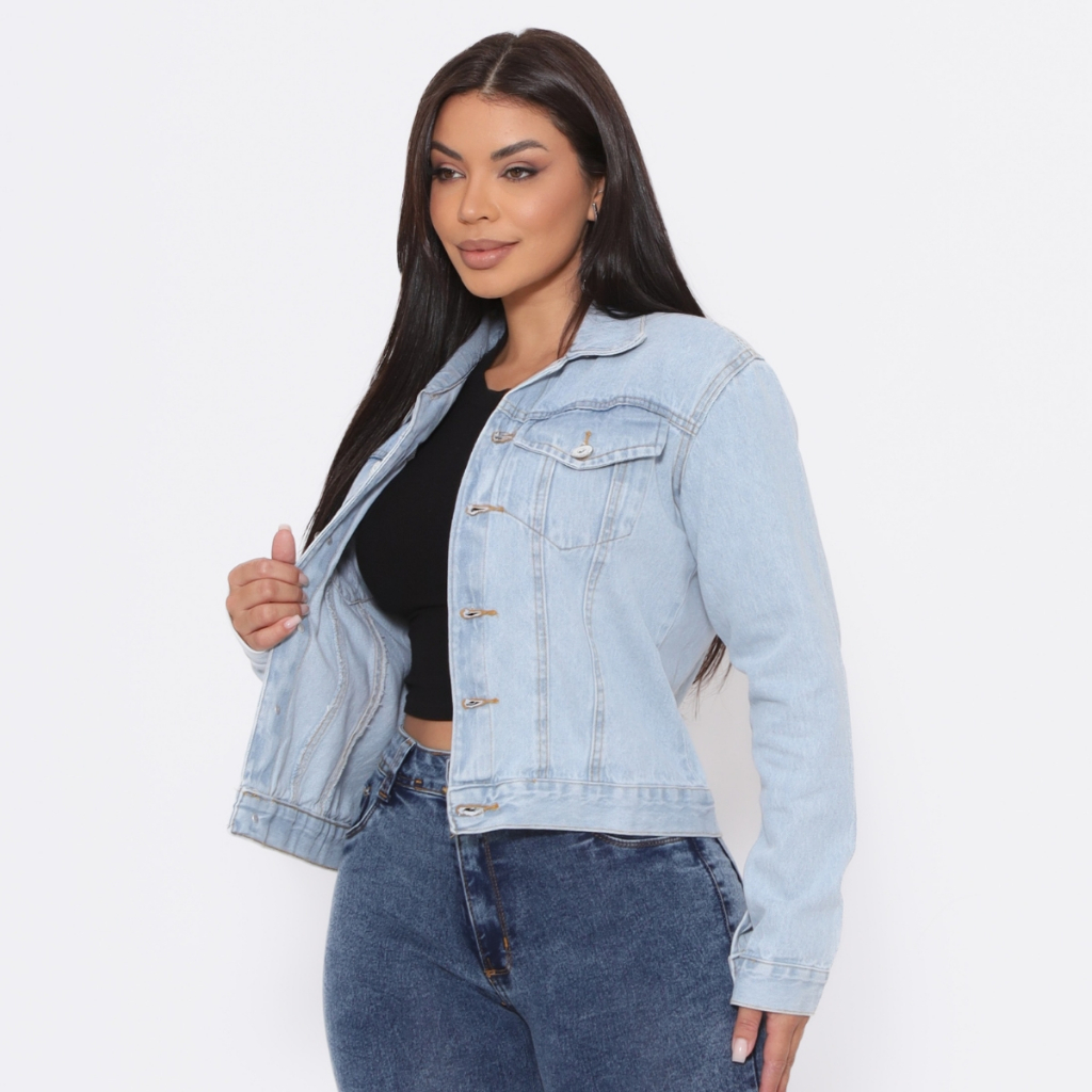 Jaqueta Feminina Jeans Inverno Shopee Manga Longa Gaven Casual ...