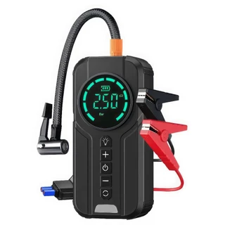 Bomba De Ar Portátil 4 Em 1 Power Bank 8000mAh + Auxiliar De Partida Inflador Digital 12V Carro Moto Bicicleta Pneus