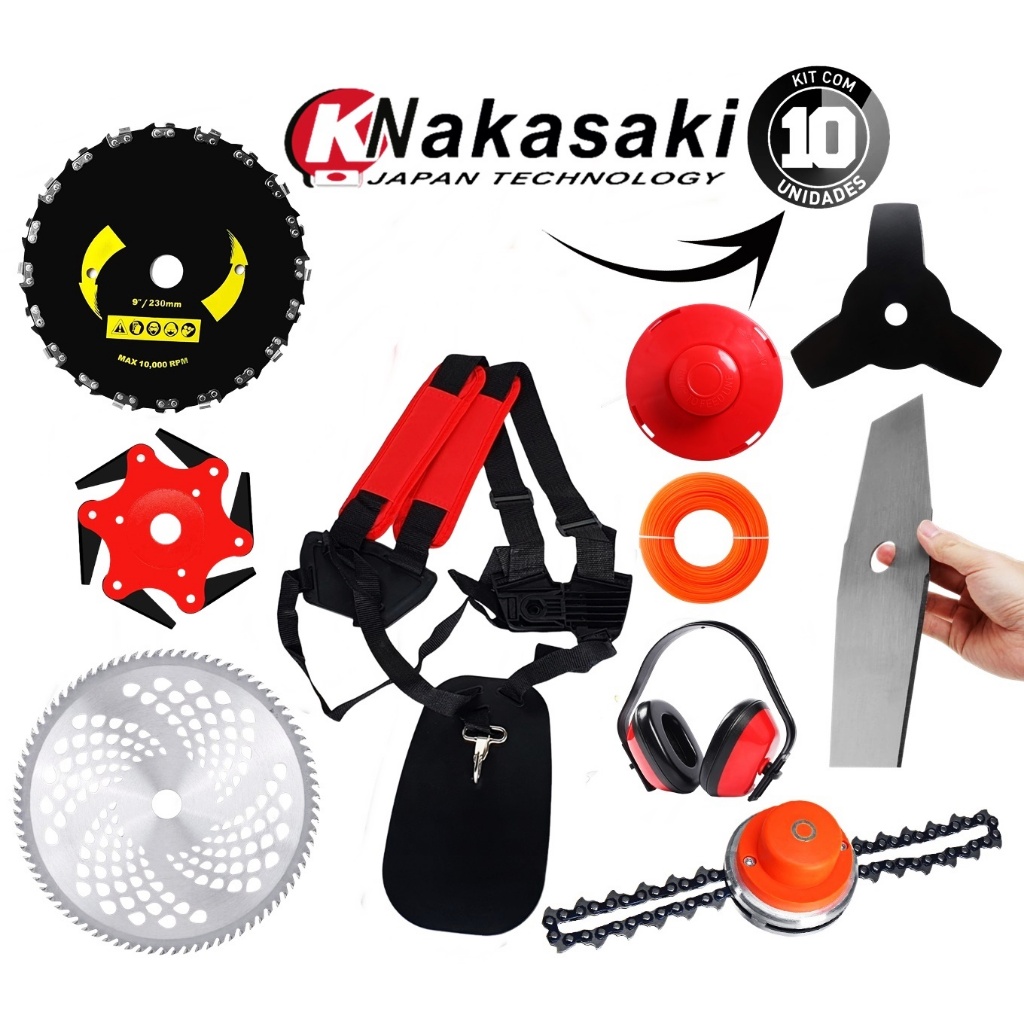 Kit 10 Acessórios Roçadeira Nakasaki 63/65/70cc Pro/Multi Lâmina