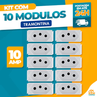 Kit 10 Módulos Tomada 10A Branco Linha Aria Tramontina