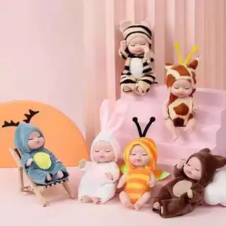 Kit 12 Bonecas Bebê Mini 12cm Dormindo com Olhos Fechados - Brinquedo Infantil Fofo Presente