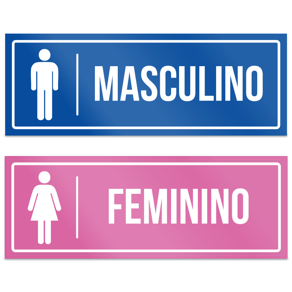 Placas Identificação Banheiro Masculino e Feminino 297x105mm | Shopee ...
