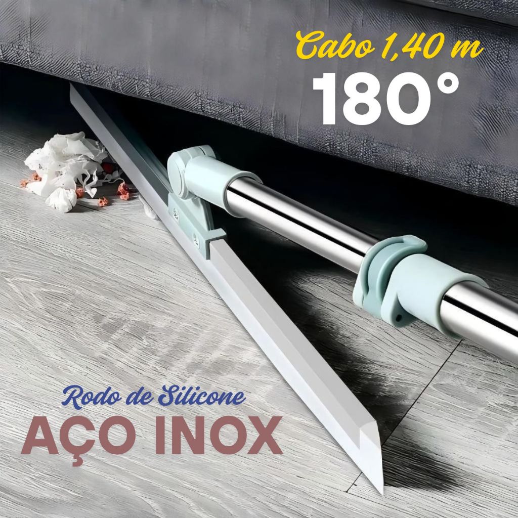 Rodo de Silicone Para Limpeza de Piso Vidros Com Gancho Secos e Molhados Uso Duplo Vassoura Mágica