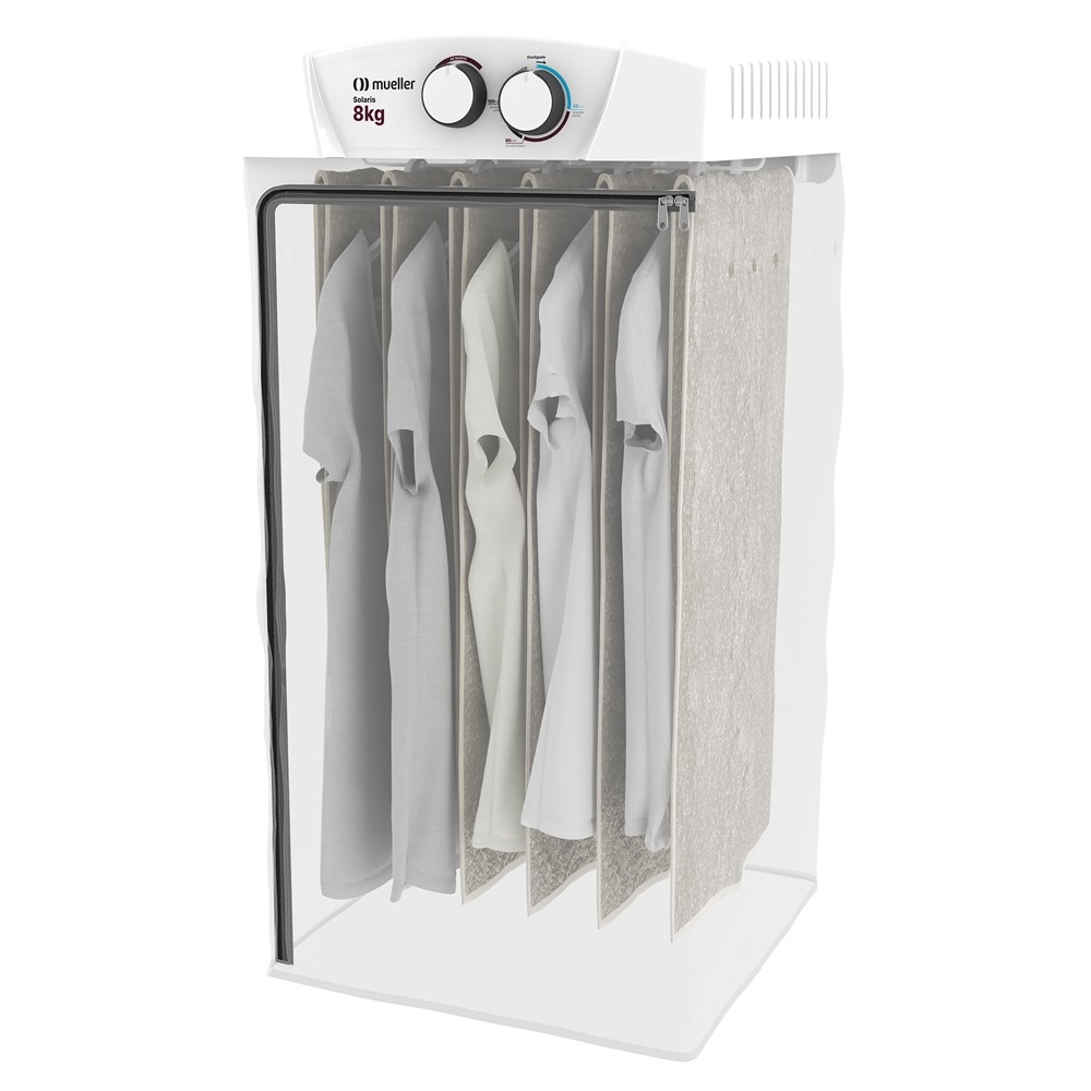 Secadora de Roupa Mueller Solaris 8 kg com timer ar quente e frio 6 varões e 5 cabides