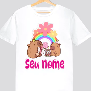 Camiseta Capivara Aniversário Parabéns Com Nome Personalizado Blusa Camisa