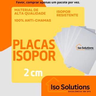 PLACAS DE ISOPOR EPS ANTI CHAMAS COM 20 MM (2 CM) DE ESPESSURA - 100X50