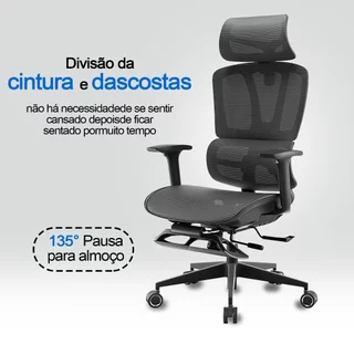 Cadeira de escritório ergonômica com assento ajustável e tecido respirável, suporta 150 kg