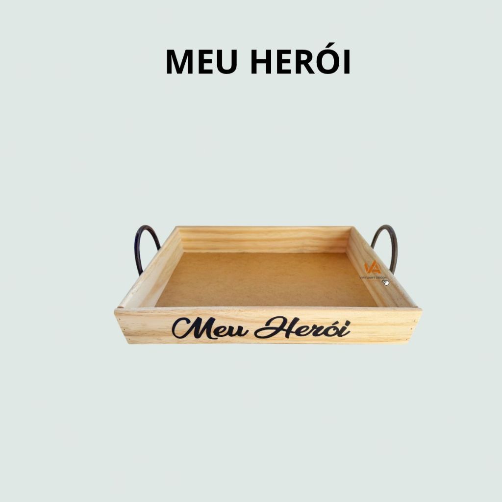 Cesta Bandeja Cafe da Manha Retangular Tam P 27x20 Madeira com