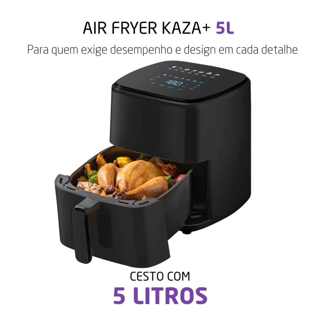 Fritadeira Elétrica Sem Óleo Air Fryer 5L 1400W 220V Painel Touch Multiuso Cozinha
