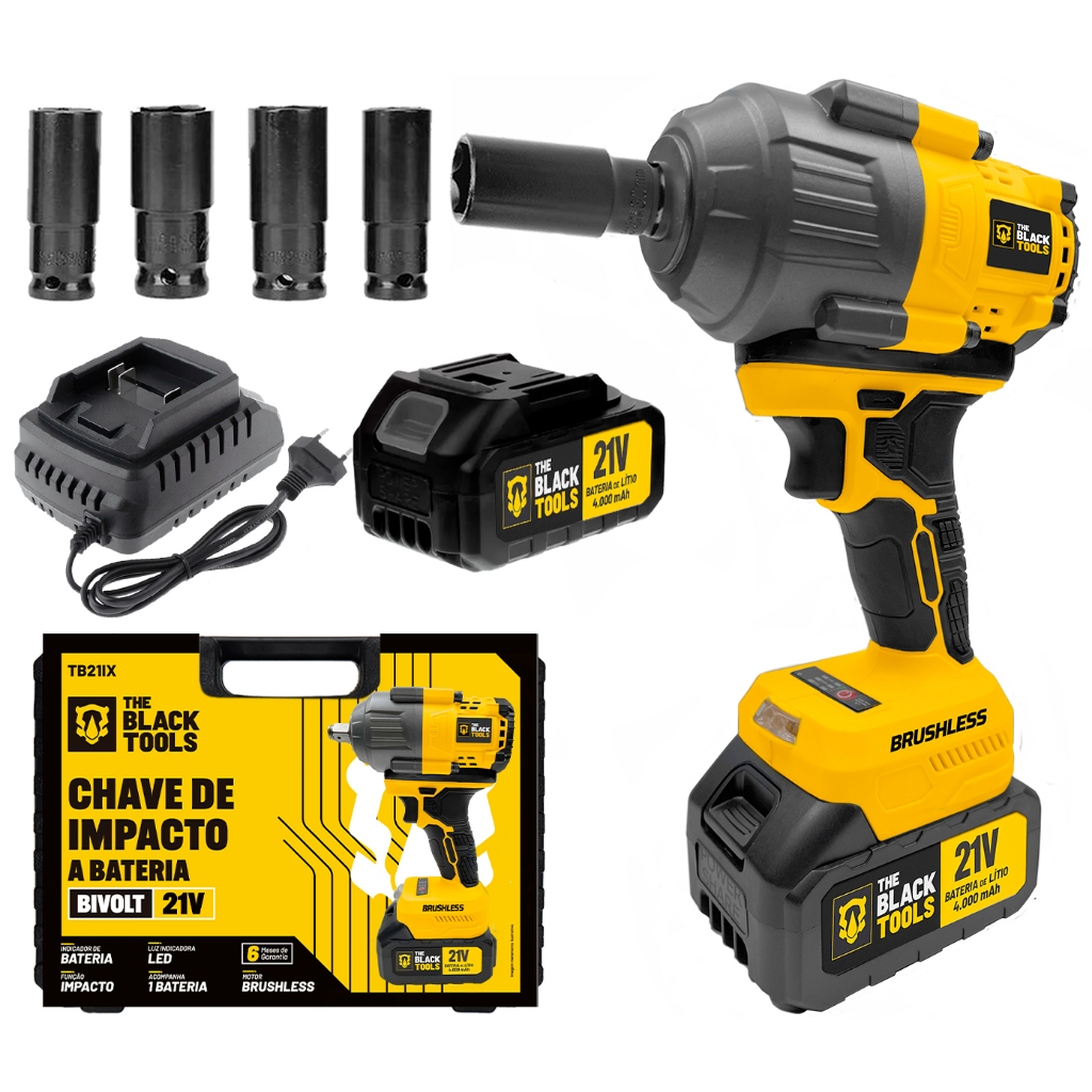 Chave De Impacto Brushless Profissional 650nm Bateria 21v The Black ...