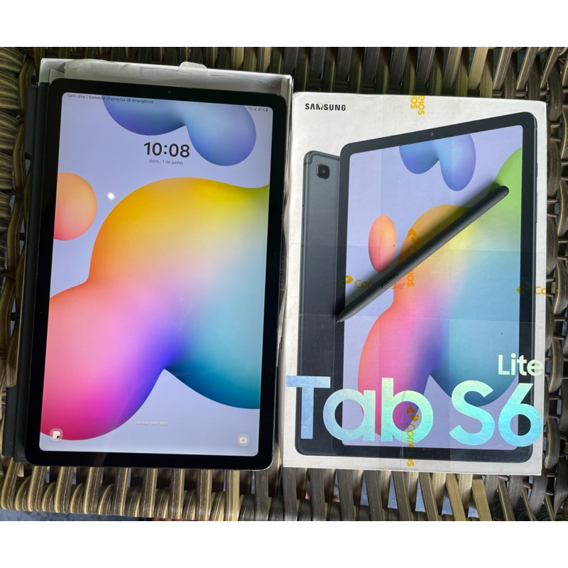 Tablet Samsung Tab S6 lite p619 semi novo pega chip 128gb/4 | Shopee Brasil