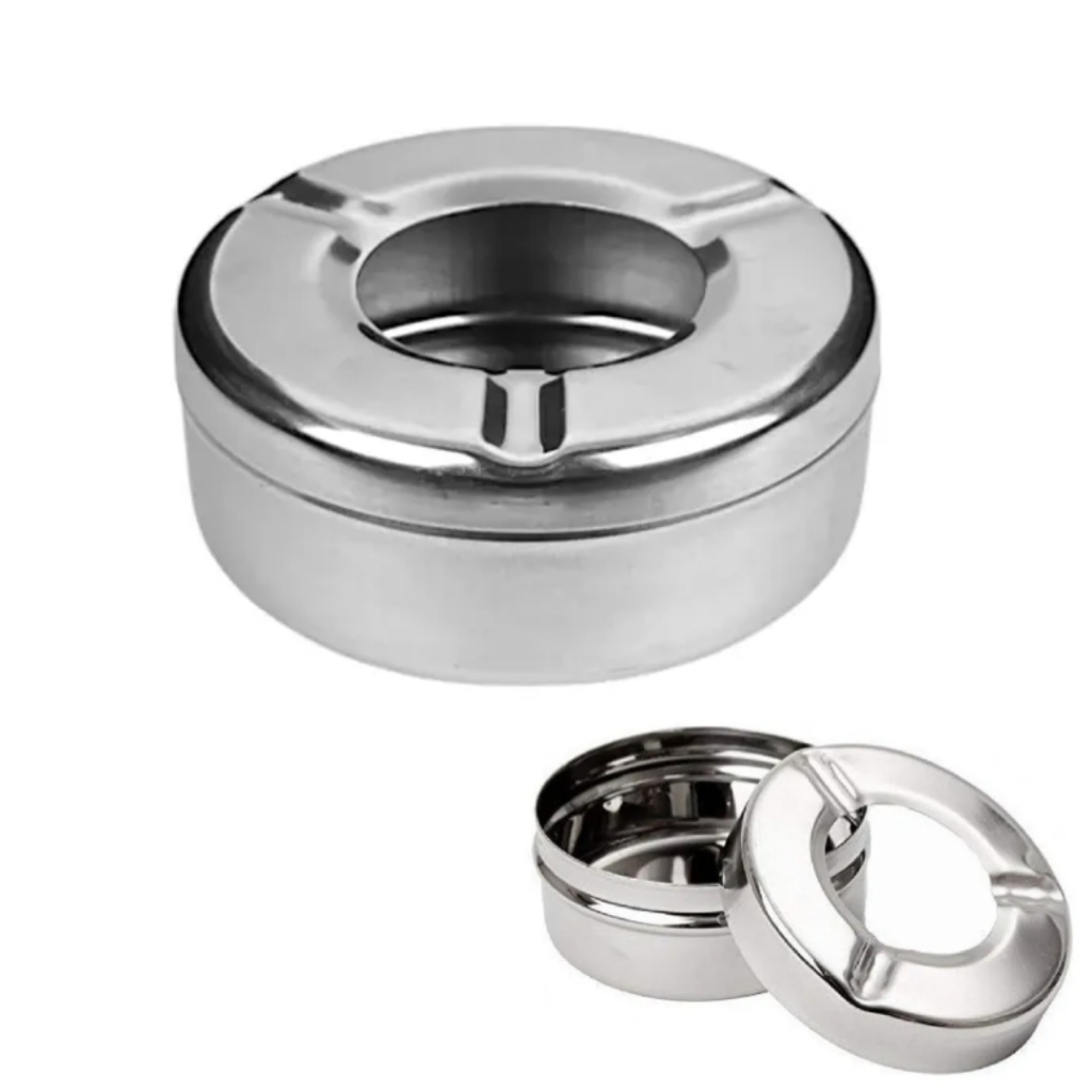 Cinzeiro De Metal Com Tampa Giratória E Reservatório Grande | Shopee Brasil