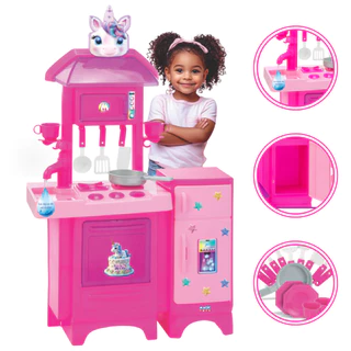 Cozinha Infantil Completa Unicórnio e Pink com Água e Ensaboador Magic Toys em Oferta na Shopee
