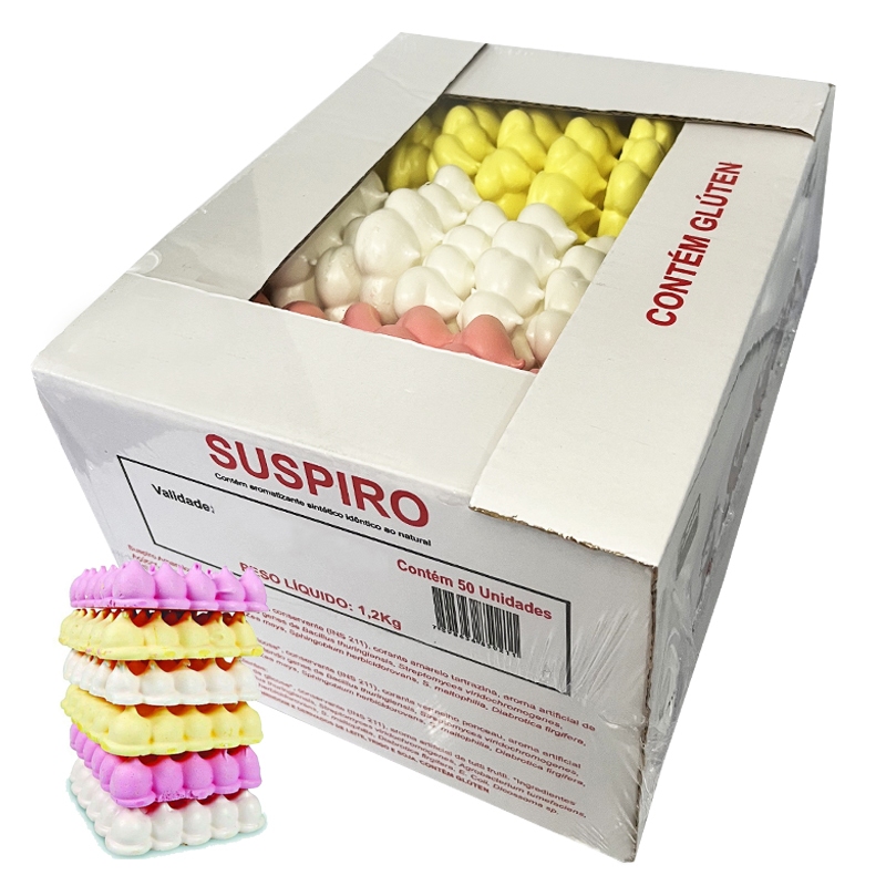 Doce Suspiro Rosa Branco e Amarelo Caixa c/50 Unidades 1,2kg - Oferta ...
