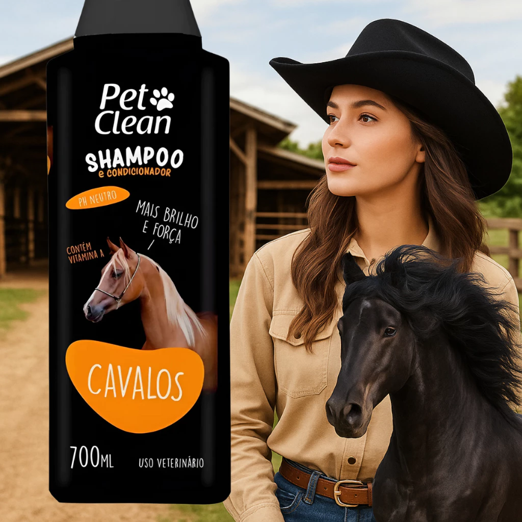 Shampoo Condicionador Neutro Cavalo Pet Clean 700ml | Brilho e Maciez para Seu Cavalo