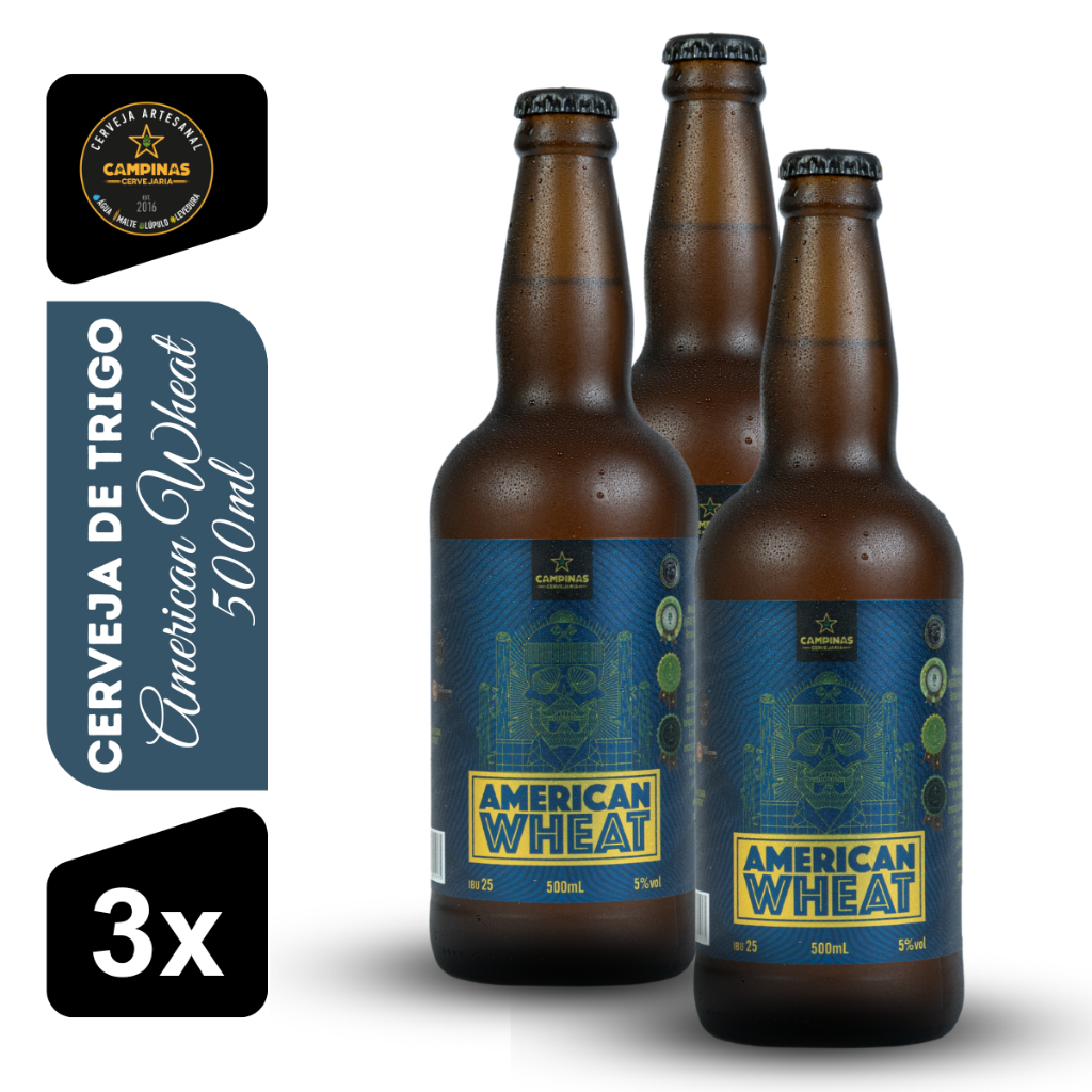 Cerveja de Trigo American Wheat Campinas 500ml (3un) | Shopee Brasil