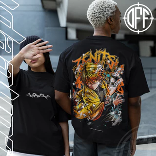 Camiseta Basica e OVERSIZED Zenitsu Agatsuma Thunder Lighting Demon Slayer Anime Unissex - Offconcept