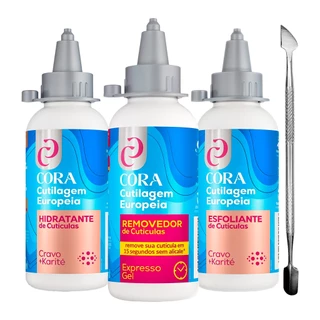Kit Cutilagem Europeia Cora Completo Removedor Expresso Gel Hidratante + Esfoliante + Espátula Inox em Oferta na Shopee