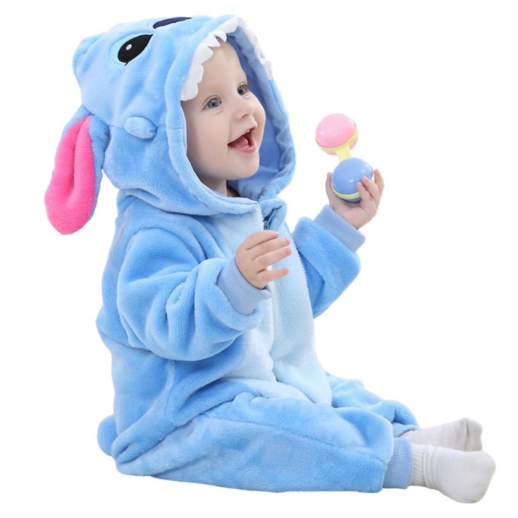 Macacão Pijama Bebê Stitch Menino Menina Peluciado super confortável