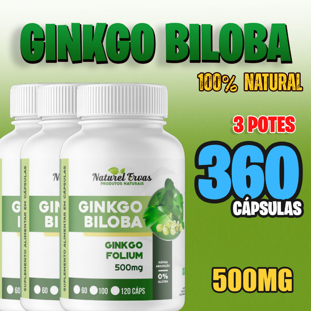 Ginkgo Biloba Premium 100% Puro 120 cápsulas 500mg | Shopee Brasil