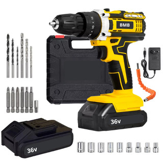 Parafusadeira e Furadeira 48V Recarregável com 2 Baterias Maleta Kit Completo Bivolt Uso Doméstico e Profissional
