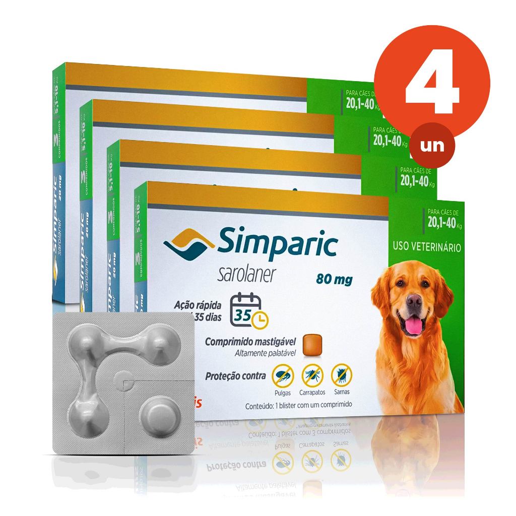 Kit 4 Simparic Antipulgas E Carrapatos Para Cães De 201 A 40kg 1 