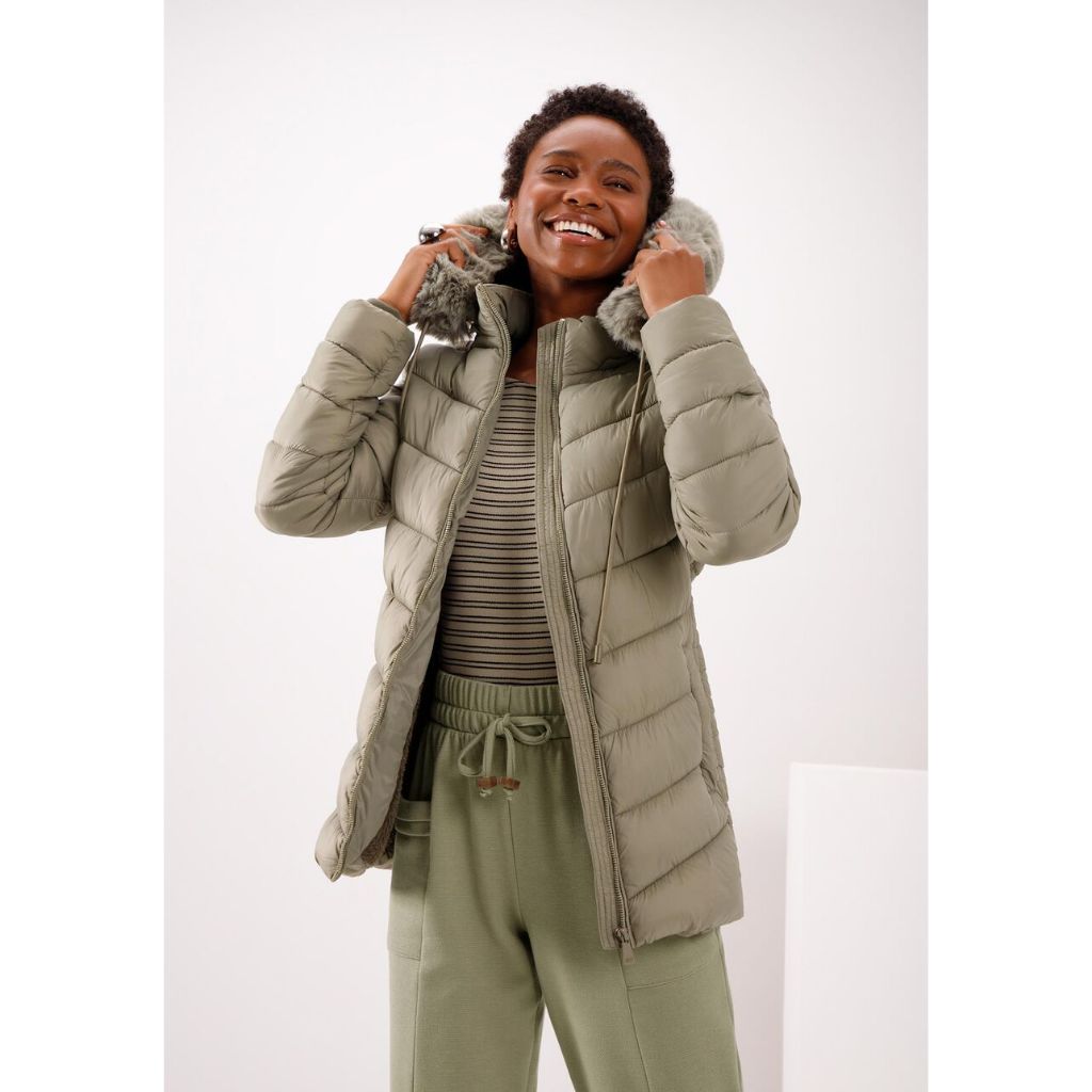 JAQUETA PUFFER ALONGADA COM FORRO PELO CAPUZ LUNENDER 66293