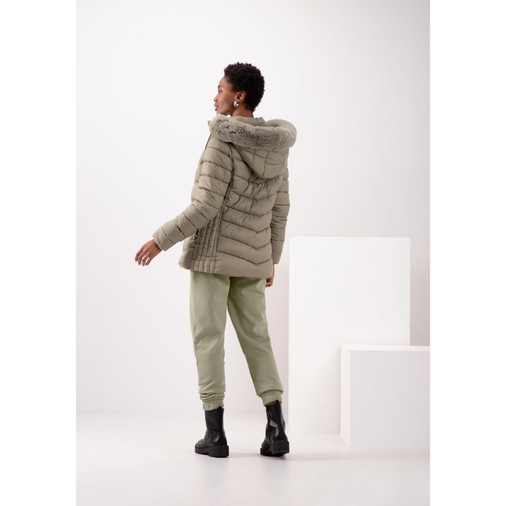 JAQUETA PUFFER ALONGADA COM FORRO PELO CAPUZ LUNENDER 66293