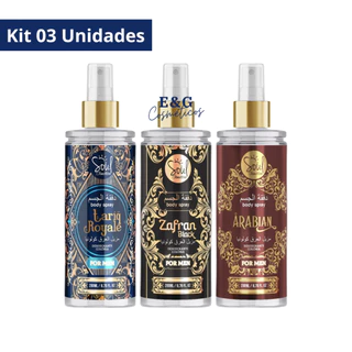 Kit 03 Body Splash Árabe Masculino - Tariq Royale - Zafran - Arabian Soul Cosméticos 200ml