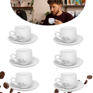 Jogo 6 Xicaras de Café Chá Porcelana 90 ml (com pires) - Porcelana