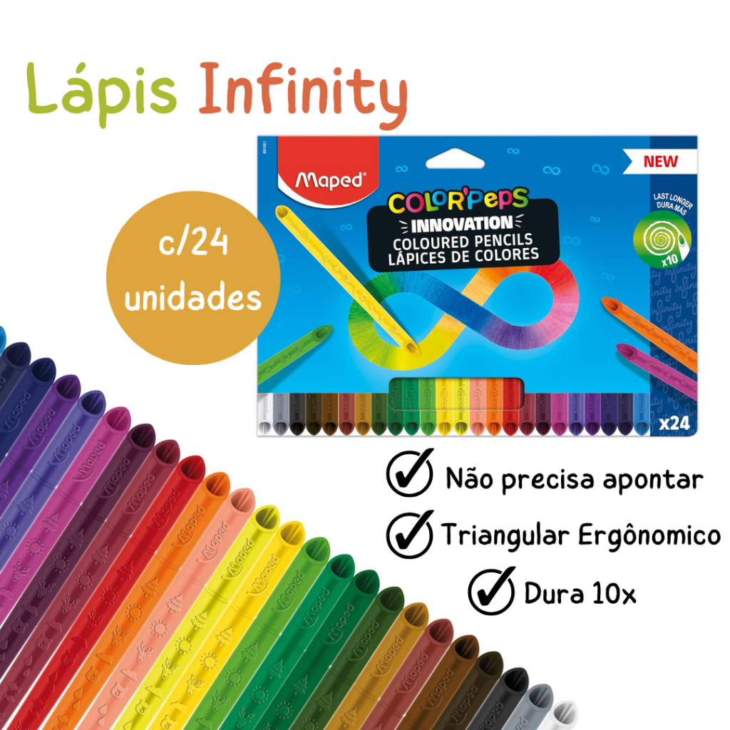 Lápis de cor Infinito Infinity Color Peps 12 /24 cores MAPED | Shopee ...