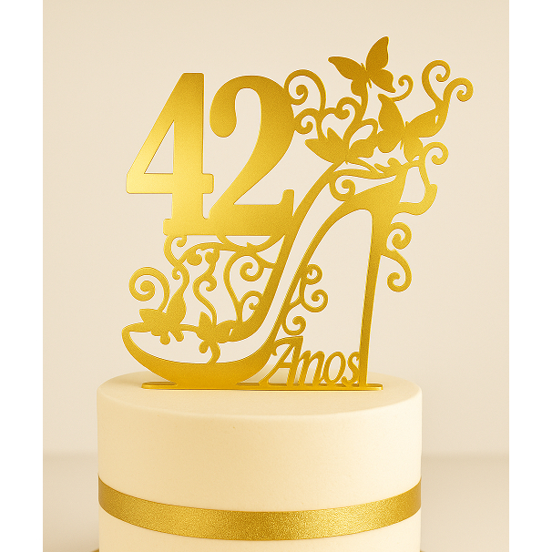 Topo de Bolo Sapato 42 anos | Shopee Brasil