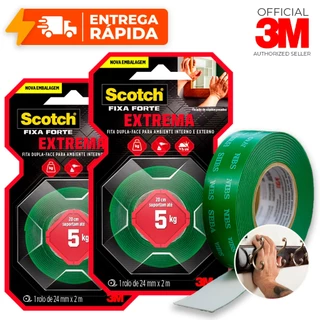 Kit 2 Fita Dupla Face 3M Original Extrema Fixa Forte 24mm X 2m Parede Fixa Quadro Espelho 5kg Scoth