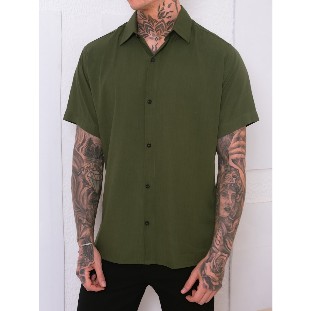Camisas masculinas de manga curta com botões ajustados, formais e casuais Dudu Moda masculine