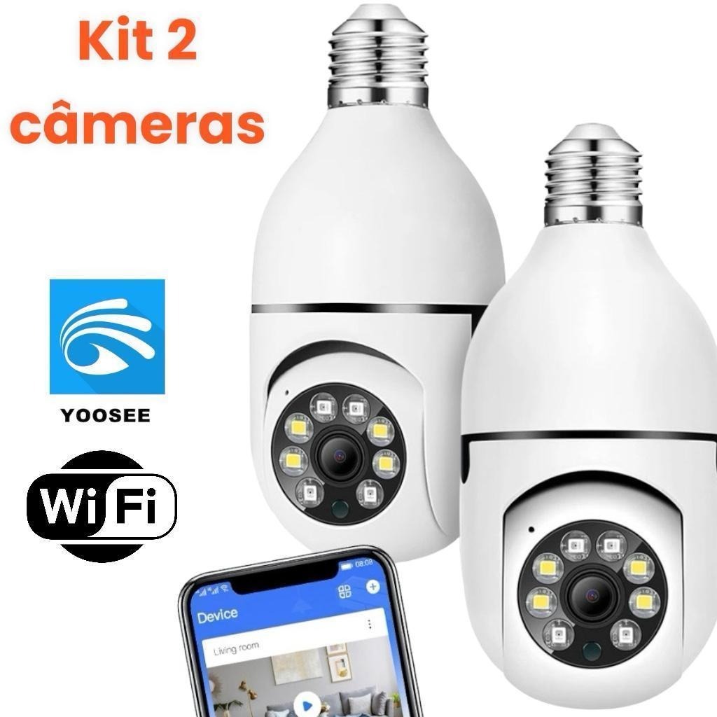 Câmera segurança wi-fi ip sem fio 360 encaixe lampada aplicativo yoosee ptz full HD visão noturna
