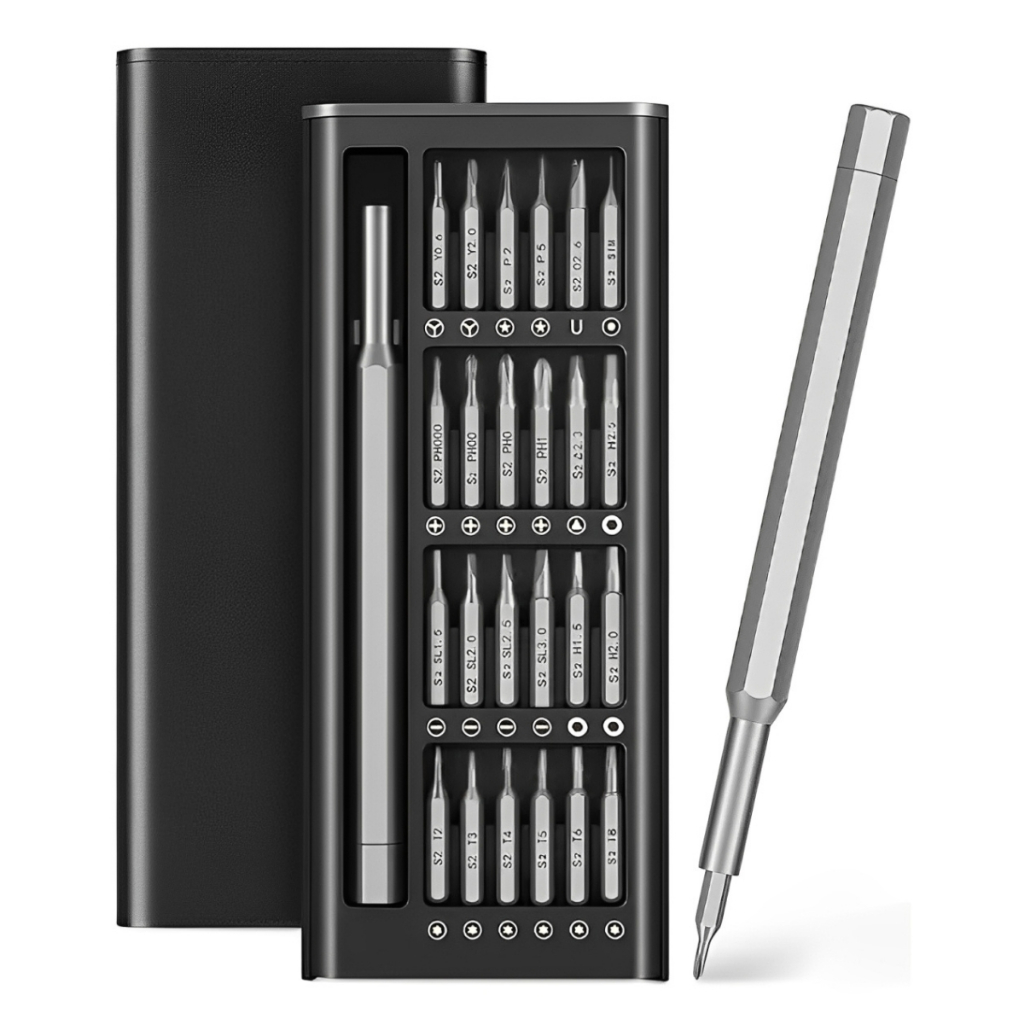 Kit Ferramenta Chave Magnética Precisão 24 Peças Pequenos Reparos Iphone Android Pc