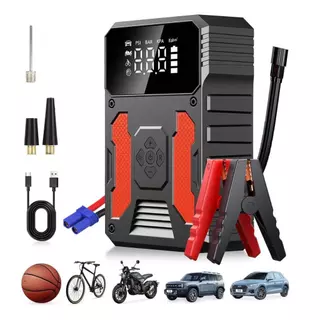 Arrancador de Bateria 4 em 1 com Compressor 150 Psi - Luz LED e USB Portátil para Carro