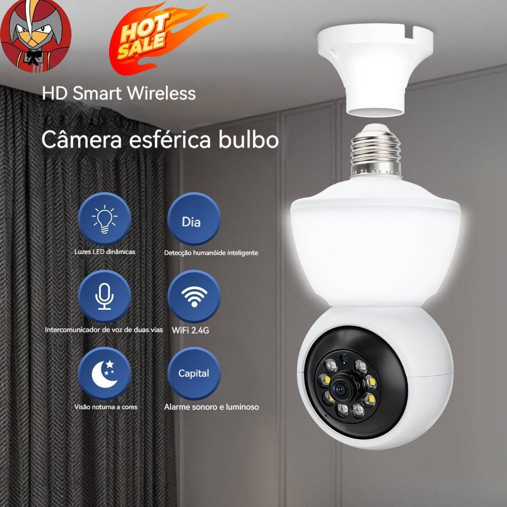 Câmera IP Yoosee Wifi Visão PTZ Alarme Noturna Sem Fio Residencial Câmera de Segurança CCTV  2MP 1080P E27 Full Color