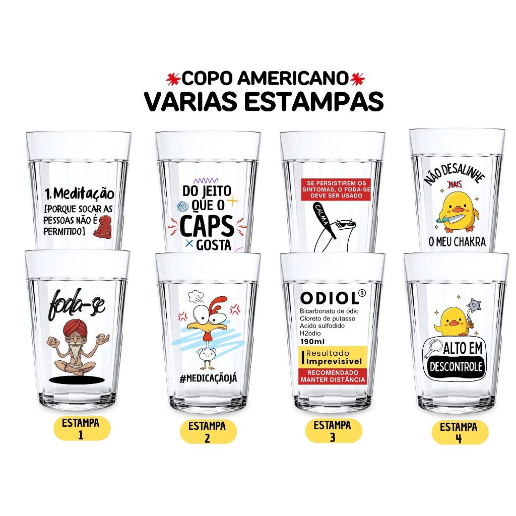 2 Copos Americanos Personalizados De Frase Engraçadas Divertidas ...