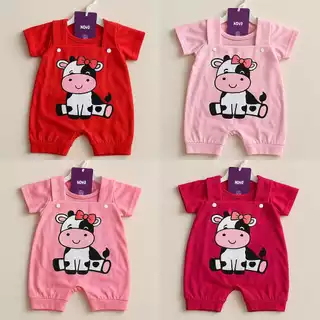 Conjunto Macacão Jardineira + Camiseta Vaquinha de Bebê Menina