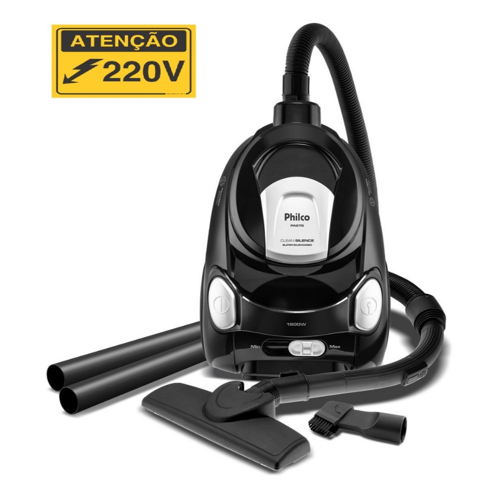 Aspirador De Pó Philco 1800w Super Silencioso Pas70 Cor Preto ( 220V ...