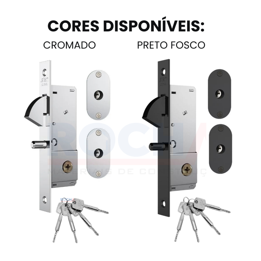 Fechadura Inox para Porta de Correr 1940 com 4 Chaves Tetra Stam