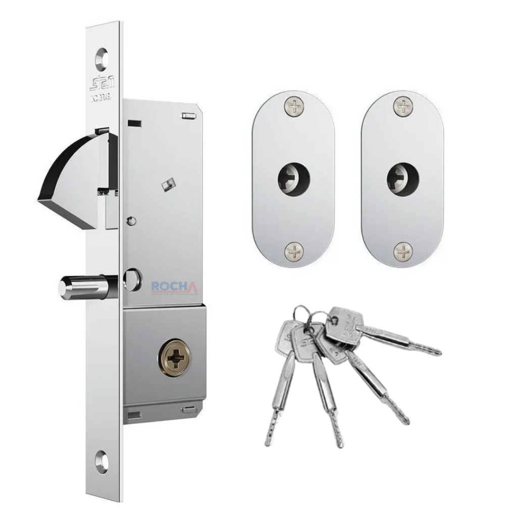 Fechadura Inox para Porta de Correr 1940 com 4 Chaves Tetra Stam