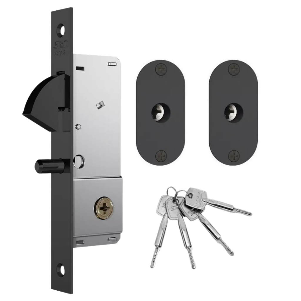 ち〜 Fechadura Inox para Porta de Correr 1940 com 4 Chaves Tetra Stam