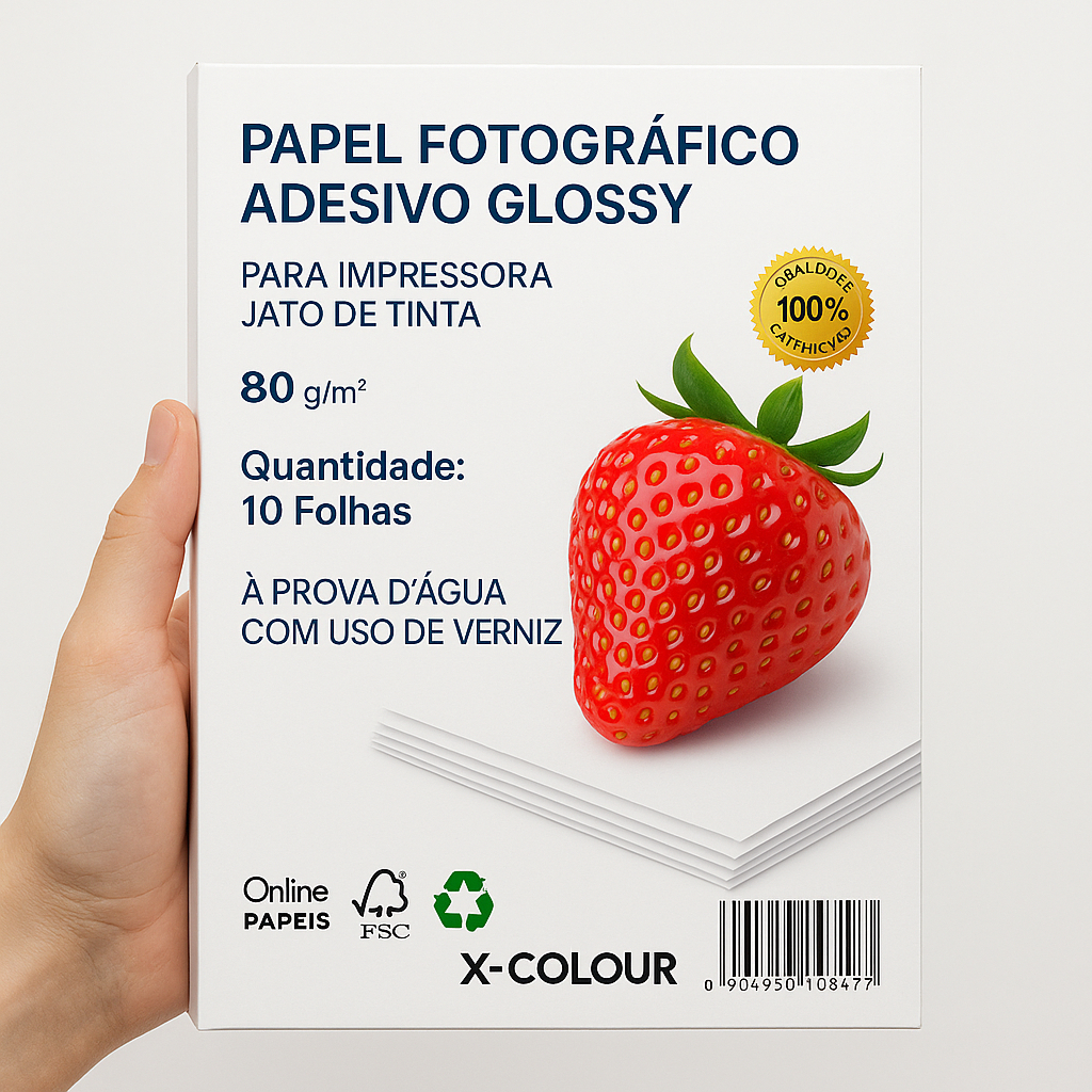 Papel Adesivo Fotográfico Glossy 80g A4 - 10 Folhas Etiquetas e ...